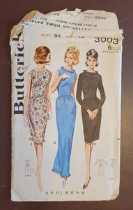 B-3003 Vintage Dress Sewing Pattern Butterick Bust 34 Complete - Picture 1 of 3