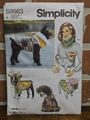 Simplicity Sewing Pattern S9663 Dog Clothing Pet Winter Coats Christmas S M L - Image 1 of 4
