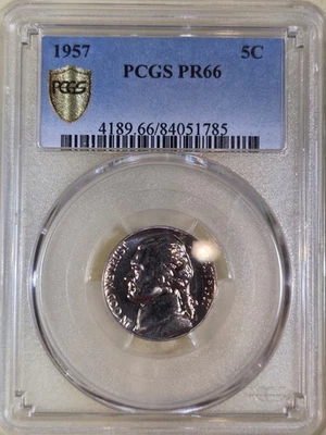 1957 JEFFERSON NICKEL PCGS PR66 5C PROOF COIN  - Image 1 of 4