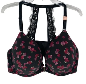 Sujetador Cacique BOOST PLUNGE 44DDD con aros negro floral forrado frontal nuevo sin etiquetas - Imagen 1 de 6