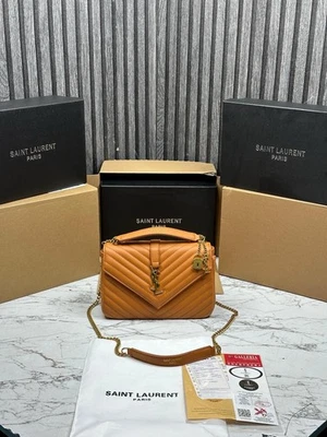 Bolso sin asas YSL Saint Laurent Belle de Jour charol, rojo/naranja quemado Foto 1 de 3