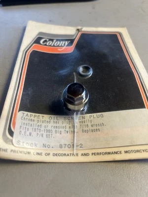Tapón de pantalla de aceite Tappet Harley Davidson Chrome Colony 8701-2 70-80 BT OEM 657 Foto 1 de 3