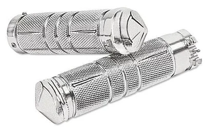 Accutronix Elite Chrome Billet Grips - Knurled Diamond Motorcycle GR100-SKIC - Image 1 of 4