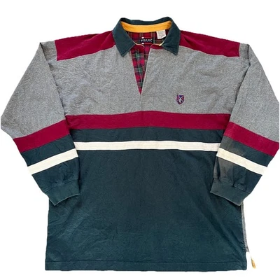 VTG Bugle Boy Shirt Men’s XL Gray Green Red Long Sleeve Collared Y2K 90s *READ* - Image 1 of 4