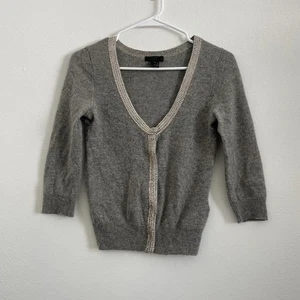 J. Crew Collection Cardigan Maglione Donna XS Cashmere Paillettes Bordo aderente 3/4 - Foto 1 di 7