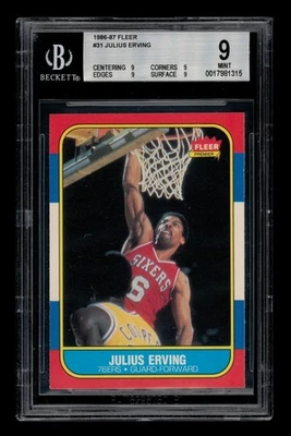 1986-87 Fleer Set-Break # 31 Julius Erving BVG 9 MINT - Image 1 of 3