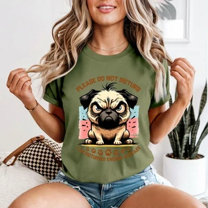 Please Do Not Disturb I Am Disturbed Enough Mops Hund Tiere Damen T-Shirt - Bild 1 von 12