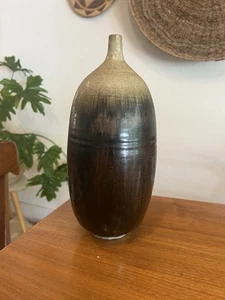 Vintage Pottery Stoneware Ceramic Vase Weed Pot Large 12” Tall - Picture 1 of 6