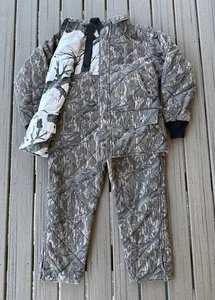 Vintage Mossy Oak HERREN LARGE Wende Baumständer Camouflage/Schnee Latz Jacke Set USA 80er - Bild 1 von 20