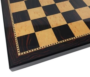 18" HIGH GLOSS Dark Walnut & Birdseye Maple Color Chess Board 1 31/32 Squares - Picture 1 of 2