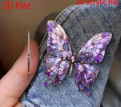 Butterfly Pin Acrylic Flat 2D fashion jewelry NEW Free Ship 2 Inch - Image 1 of 2