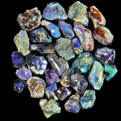 Muestra de pepita áspera faceta ópalo Lightning Ridge negro natural de 74,2 quilates UBPY3 Foto 1 de 3