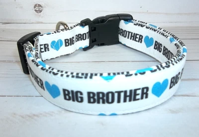 BIG BROTHER Blue Heart Terri's Dog Collar handmade adjustable Announcement - Image 1 of 4