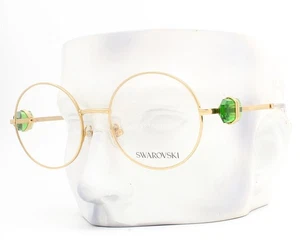 Swarovski Eyeglasses Glasses SK 1001 4004 Shiny Gold Green Crystals 53mm No Case - Picture 1 of 8