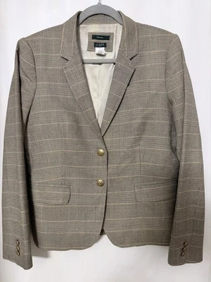 J. Crew Wool Blend Schoolboy Blazer brown  houndstooth Size 10 Business gold   - Image 1 of 4