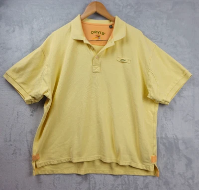 Polo de Rugby ORVIS Para Hombre Talla XXL Amarillo Manga Corta Algodón Pesado Camisa de Pesca Foto 1 de 4