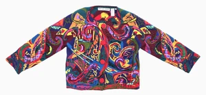 Vintage Multicolor Michael Simon Abstrakte Kunst Perlen Pullover Cardigan Gr. 2 (M/L) - Bild 1 von 7