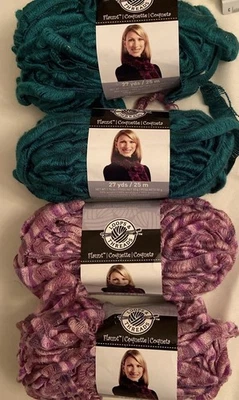 Пряжа ленточная с петлями и протекторами 4 мотка. 2 дюйма бирюза, 2 дюйма розовая страсть - Изображение 1 из 4