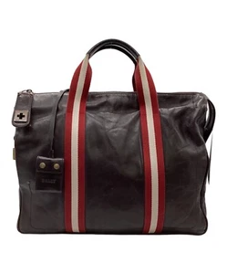 BALLY TAPRUS 2WAY Leather Business Bag Black Stripe Handles Italy Men’s Large - Picture 1 of 10