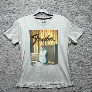 Fender Shirt Mens Large Grey Short Sleeve V Neck Tshirt Guitar Amp Graphic Print - Picture 1 of 9