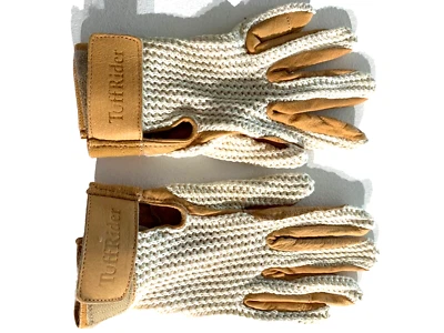 TUFF RIDER by Heritage Ivory Crochet Beige Genuine Leather  Gloves Size 7 - Image 1 of 4