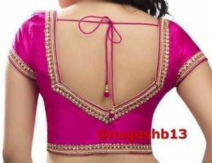 Konfektionierte Sari Bluse, Designer Sari Bluse, Kundan Work Choli, festliche Kleidung - Bild 1 von 35