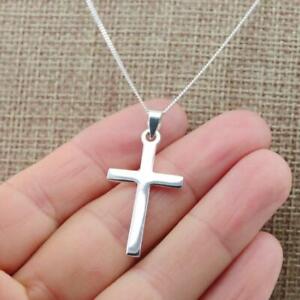 925 Sterling Silver Plain Cross Crucifix Pendant Necklace Jewellery
