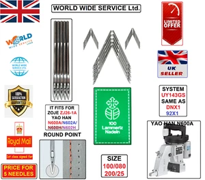 UY143GS,DNX1,92X1 SIZE:200/25 YAOHAN N600A BAG CLOSER INDU SEWING MACHINE NEEDLE - Picture 1 of 6