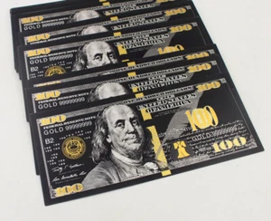 Wholesale 50 Pcs New $ 100 Dollar Black Gold Banknotes Crafts Notes Money Gift - Picture 1 of 4