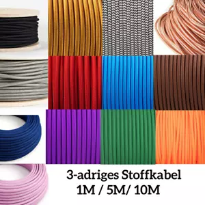 3 adrig Textilkabel Stoffkabel Pendelleitung 1m/ 5m/10m Beleuchtungslampe Rundes - Bild 1 von 26