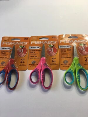 Lot Of 3 FISKARS Pointed Tip Ages 4+ 5"/12cm Kids School Scissors Safety Edge - Image 1 of 4