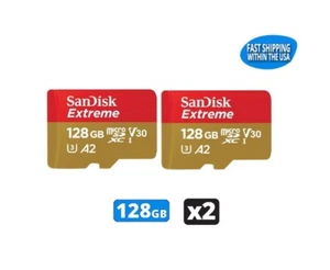 Sandisk 128GB Extreme MicroSD Memory Card Steam Deck Nintendo Switch (2 Pack) - Picture 1 of 2
