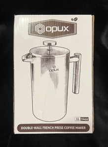 Opux Double Wall French Press Coffee Maker NIB w/ Accessories