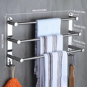 Edelstahl Badezimmer Wandmontage Handtuchhalter 3 Ebenen Chrom Küchentuch - Bild 1 von 8