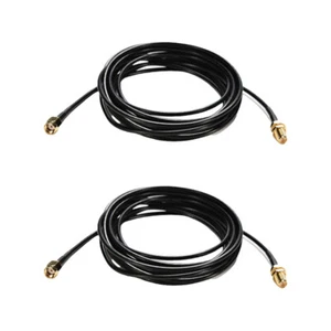 2 x Cavo Prolunga Connettore Antenna Wifi RP-SMA Maschio a Femmina Nero 10M - Foto 1 di 6