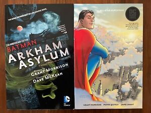 All-Star Superman + Batman Arkham Asylum Grant Morrison Buch Lot DC schwarzes Etikett