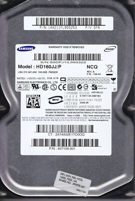 Samsung HD160JJ/P  sn:S0DFJ  pn: 144211FL955253 160GB SATA  B1-16 - Image 1 of 2