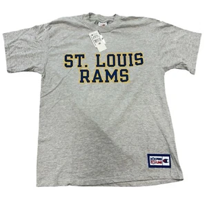 Vintage 90s St Louis Rams NFL Football Champion T Shirt Grey Size Large NEW - Picture 1 of 8