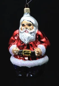 Adorno de Navidad de vidrio pintado a mano Radko ""Las cláusulas"" doble cara Santa - Imagen 1 de 1