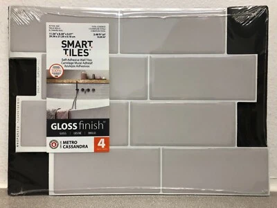 Smart Tiles SM1128 8.38" W X 11.56" L Gray Mosaic Vinyl Adhesive Wall Tile 4 pc - Image 1 of 2