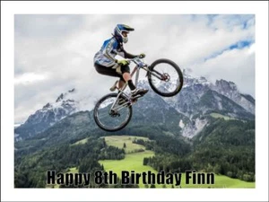 Mountain Bike Edible Cake Topper Icing Birthday Cake Sports Decoration (2 Sizes) - Picture 1 of 4