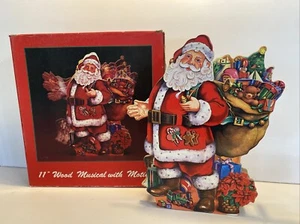 Vintage International Weihnachten musikalische Bewegung Holz Weihnachtsmann Dekoration funktioniert - Bild 1 von 15