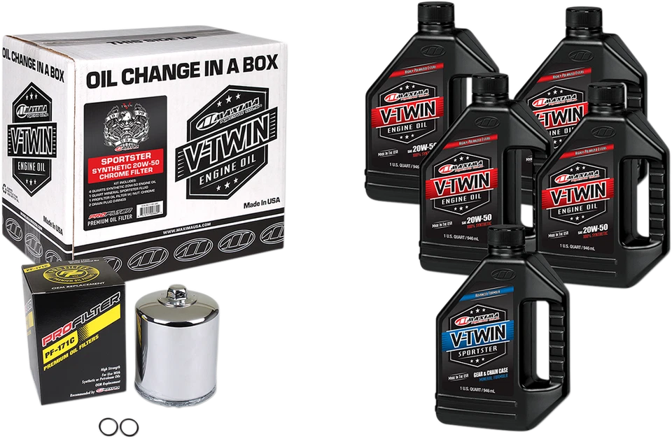 Máxima Sportster Cambio de aceite sintético en una caja cromada 90-119015PC Foto 1 de 1