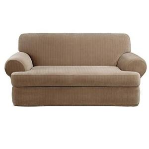 Stretch Pinstripe Tcushion Sofa Loveseat Slipcover Form Fit Polyester/spandex Ma