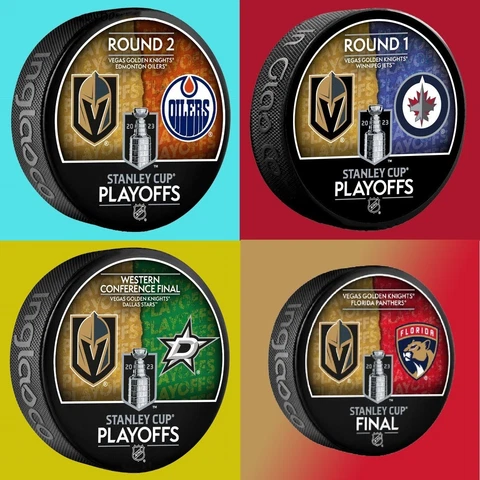 2023 STANLEY CUP FINAL PUCK SET VEGAS GOLDEN KNIGHTS STARS OILERS JETS PANTHERS Cover