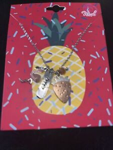 Silver Tone necklace Pineapple-flamingo & Happy Charms