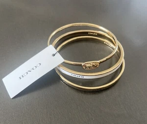 Coach Horse And Carriage Enamel Bangle 3 Piece Bracelet Set NWT - Picture 1 of 11