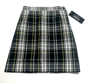 PARKER #42211 Navy Green Plaid Uniform Skirt Box Pleats Side Zip Size 5 NEW - Picture 1 of 6