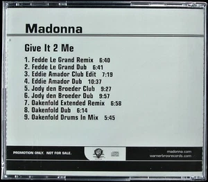 MADONNA "GIVE IT 2 ME" 2008 CD MAXI-SINGLE PROMO 9 MIXES PRO-CDR-512777 *SEALED* - Picture 1 of 2
