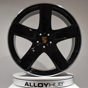 GENUINE PORSCHE MACAN S 95B 5 SPOKE CLASSIC 2 21" INCH BLACK ALLOY WHEELS X4 - Picture 1 of 3